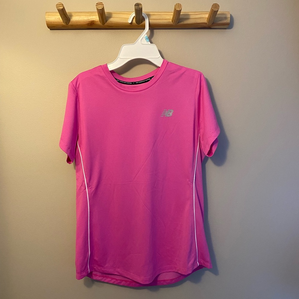 Womens Pink Short Sleeve New Balance Top